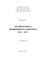 Ozljede na radu u građevinarstvu u Hrvatskoj 2013.-2017.