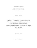 UTJECAJ FIZIČKIH AKTIVNOSTI NA PREVENCIJU I SMANJENJE PROFESIONALNIH BOLESTI I OZLJEDA NA RADU