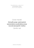 Određivanje optimalnih parametara poboljšavanja konstrukcijskih čelika