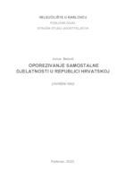 OPOREZIVANJE SAMOSTALNE DJELATNOSTI U REPUBLICI HRVATSKOJ