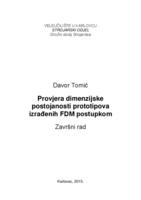 Dimenzijska postojanost prototipova izrađenih FDM postupkom