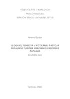 ULOGA EU FONDOVA U POTICANJU RAZVOJA RURALNOG TURIZMA KRAPINSKO-ZAGORSKE ŽUPANIJE