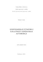 GOSPODARENJE OTPADOM U DJELATNOSTI ODRŽAVANJA  AUTOMOBILA