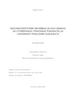 RAČUNOVODSTVENE INFORMACIJE KAO OSNOVA ZA UTVRĐIVANJE I PRAĆENJE POKAZATELJA LIKVIDNOSTI POSLOVNIH SUBJEKATA