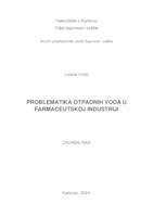 PROBLEMATIKA OTPADNIH VODA U FARMACEUTSKOJ INDUSTRIJI