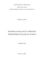 KONTROLA KVALITETE U PROCESU PROIZVODNJE KALUPA ZA STAKLO