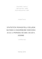 Statistički pokazatelji ozljeda na radu u Zagorskom vodovodu d.o.o. u periodu od 2004. do 2014. godine