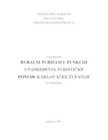 Ruralni turizam u funkciji unapređenja turističke ponude Karlovačke županije