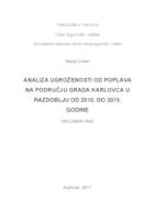 Analiza ugroženosti od poplava na području grada Karlovca u razdoblju od 2010. do 2015. godine