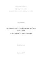 Sigurno održavanje električnih strojeva u pekarskoj proizvodnji