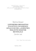 Usporedba mehaničkih svojstava zavarenog spoja kod REL-a koristeći različite dodatne materijale