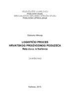 prikaz prve stranice dokumenta Logistički proces hrvatskog proizvodnog poduzeća Reta d.o.o. iz Karlovca