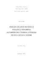 prikaz prve stranice dokumenta Analiza ozljeda na radu u poduzeću Feroimpex automobilska tehnika u periodu od 2010. do 2014. godine