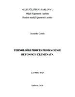 prikaz prve stranice dokumenta TEHNOLOŠKI PROCES PROIZVODNJE BETONSKIH ELEMENATA