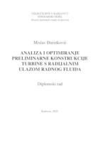 prikaz prve stranice dokumenta ANALIZA I OPTIMIRANJE PRELIMINARNE KONSTRUKCIJE TURBINE S RADIJALNIM ULAZOM RADNOG FLUIDA