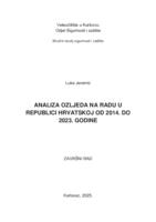 prikaz prve stranice dokumenta ANALIZA OZLJEDA NA RADU U REPUBLICI HRVATSKOJ OD 2014. DO 2023. GODINE