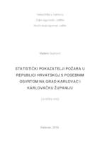 prikaz prve stranice dokumenta Statistički pokazatelji požara u Republici Hrvatskoj s posebnim osvrtom na grad Karlovac i Karlovačku županiju