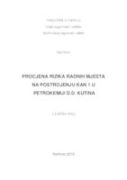 prikaz prve stranice dokumenta Procjena rizika radnih mjesta na postrojenju KAN 1 u Petrokemiji d.d.Kutina