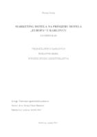 prikaz prve stranice dokumenta Marketing hotela na primjeru hotela "Europa" u Karlovcu